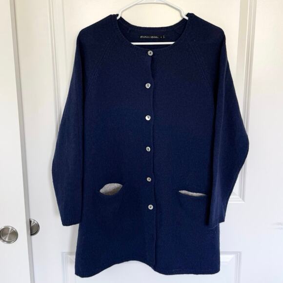 Gudrun Sjoden Wool Button Front Knit Long Cardigan Blue Small - Picture 1 of 5
